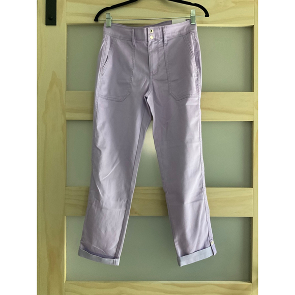 WHBM Outlet Lavender Mid-Rise Utility Cropped Pants Size 00 Straight Leg - Picture 2 of 8